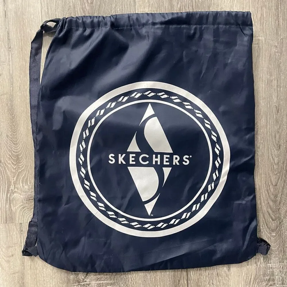 Skechers Navy Blue Nylon Drawstring Backpack – Water Resistant, Unisex Logo Bag